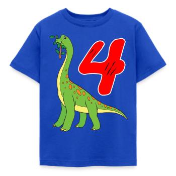 Dinosaurier 4. Geburtstag - Kinder T-Shirt - Royalblau - Vorne - AI Model Kid Female (0cm)