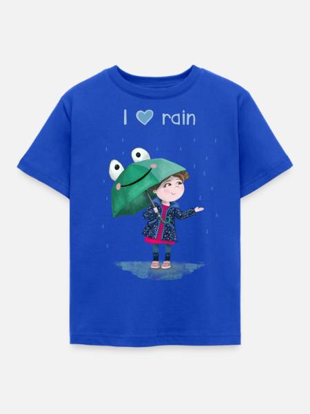Mädchen im Regen - Kinder T-Shirt - Royalblau