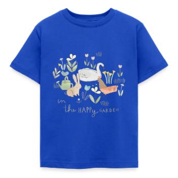 Dans le jardin heureux - joli cadeau - T-shirt Enfant - bleu royal - Devant - AI Model Kid Female (0cm)