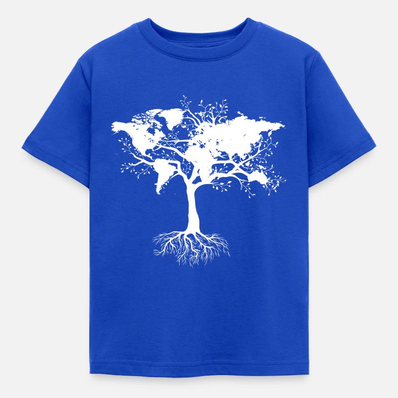 Tree with world map - Kids' T-Shirt - royal blue
