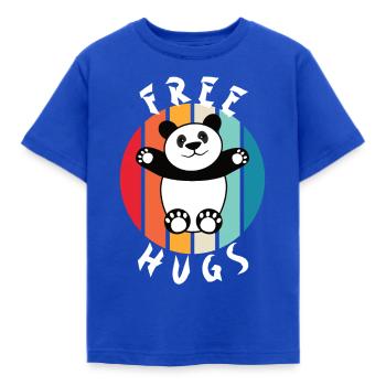 Retro Stalk Free Hugs Panda - Kids' T-Shirt - royal blue - Front - AI Model Kid Female (0cm)