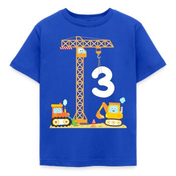 Excavator Construction site Children 3rd birthday Young crane - Kids' T-Shirt - royal blue - Front - AI Model Kid Female (0cm)