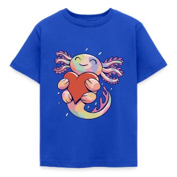 Lustiges Axolotl Herz - Kinder T-Shirt - Royalblau - Vorne - AI Model Kid Female (0cm)