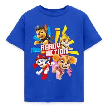 Paw Patrol Ready For Action Spruch - Kinder T-Shirt - Royalblau - Vorne - AI Model Kid Female (0cm)