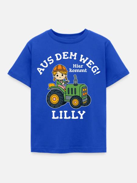 Lilly Name Traktor - Kinder T-Shirt - Royalblau