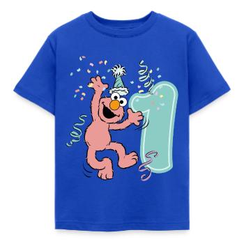 Sesamstraße Geburtstagdesign Mit Elmo Ein Jahr - Kinder T-Shirt - Royalblau - Vorne - AI Model Kid Female (0cm)
