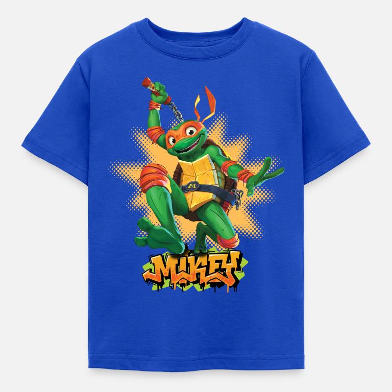 TMNT Mutant Mayhem Turtle Mikey - Kinder T-Shirt - Royalblau