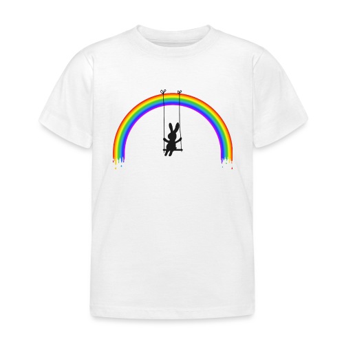 Kaninchen Hasen Regenbogen Schaukel Bunny Langohr - Kinder T-Shirt