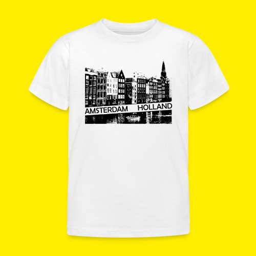Amsterdam-kanalen, huse og båd Holland - Børne-T-shirt