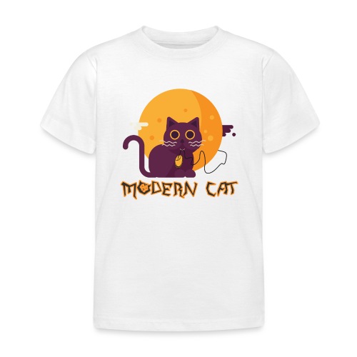 gatto moderno animale topo luna arte animale domestico - Maglietta per bambini