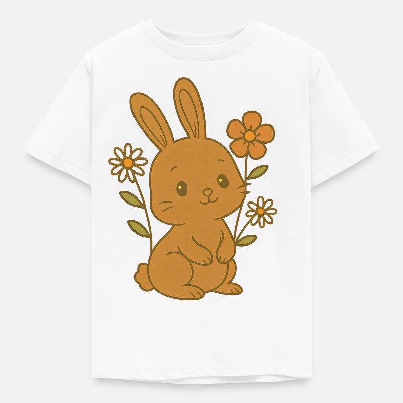 Bunny Bunny Spring Flowers Summer Easter Garden - Kids' T-Shirt - white