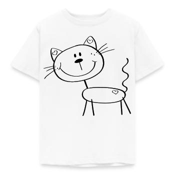 Lustige Strichmännchen Katze - Comic - Katzen - Kinder T-Shirt - Weiß - Vorne - AI Model Kid Male (0cm)