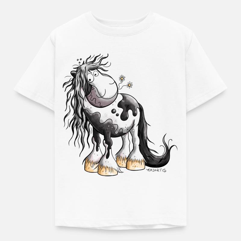 Lustiger Irish Tinker Schecke Pferd Pferde  - Kinder T-Shirt - Weiß