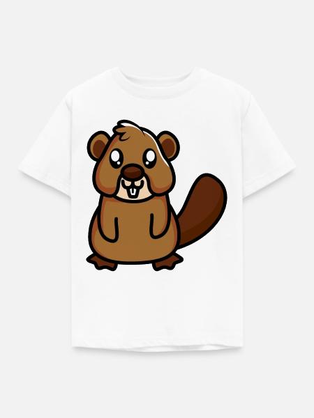 Biber - Kinder T-Shirt - Weiß