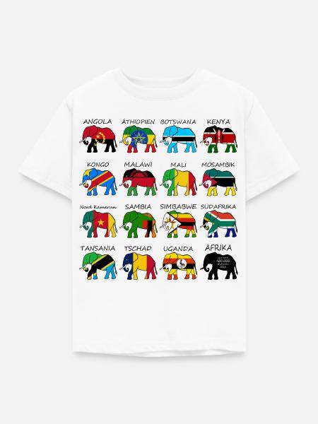 ELEFANTEN AFRIKAS mit Flaggen - Kinder T-Shirt - Weiß