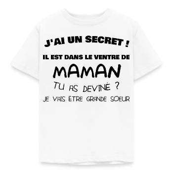 J'ai un secret ! Je vais être grande sœur - T-shirt Enfant - blanc - Devant - AI Model Kid Male (0cm)