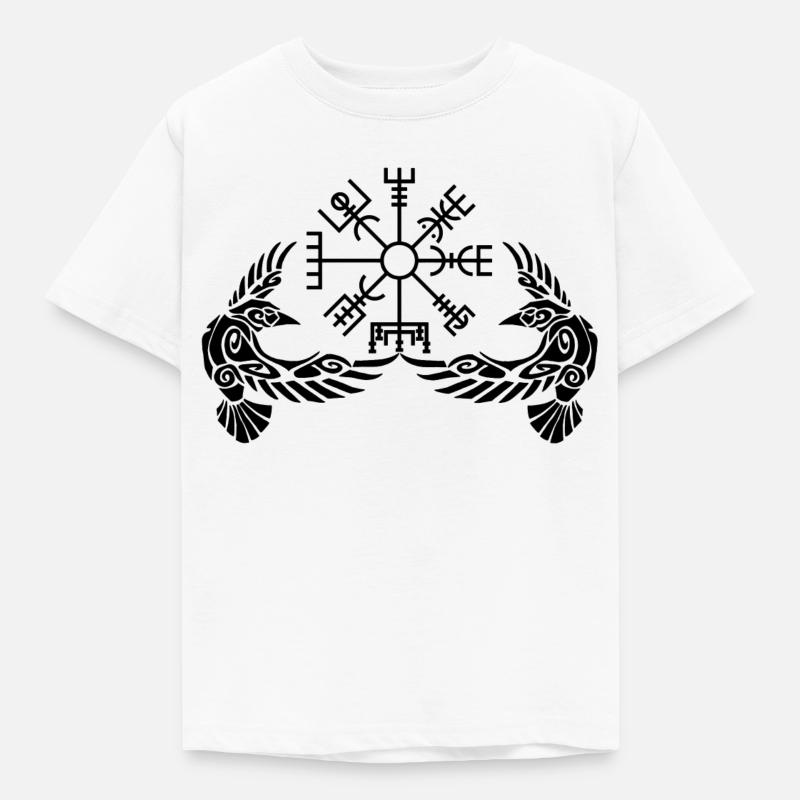Schwarze Krähen und Wikingerkompass - Kinder T-Shirt - Weiß