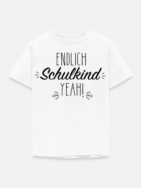 Endlich Schulkind yeah - Kinder T-Shirt - Weiß
