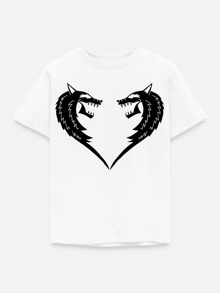 Schwarzes Wolfsherz - Kinder T-Shirt - Weiß