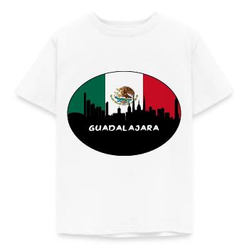 Guadalajara Mexique Drapeau Skyline Voyage Silhouette - T-shirt Enfant - blanc - Devant - AI Model Kid Male (0cm)