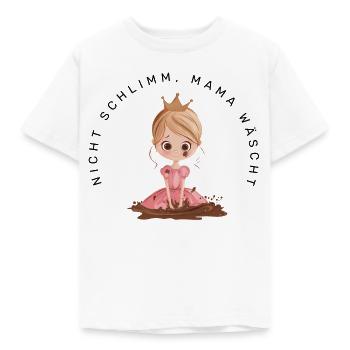 Nicht schlimm, Mama wäscht (Prinzessin Blond) - Kinder T-Shirt - Weiß - Vorne - AI Model Kid Male (0cm)