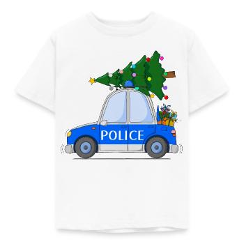Polizeiauto Police Weihnachten - Kinder T-Shirt - Weiß - Vorne - AI Model Kid Male (0cm)