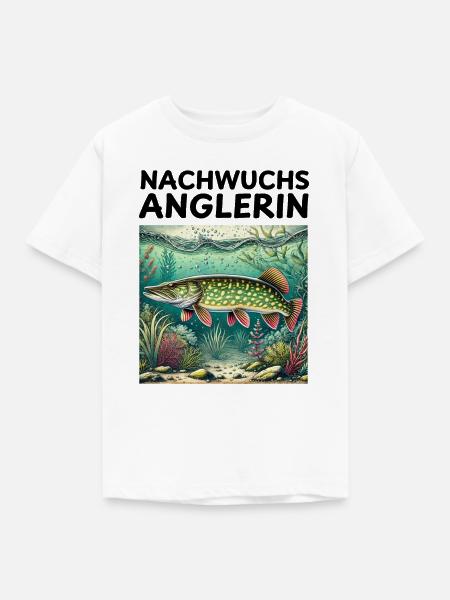 Hecht - Nachwuchs Anglerin - Kinder T-Shirt - Weiß
