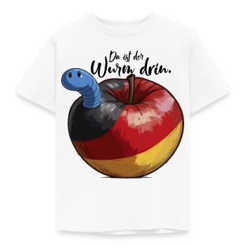 In Deutschland ist der blaue Wurm im Apfel Fck afd - Kinder T-Shirt - Weiß - Vorne - AI Model Kid Male (0cm)
