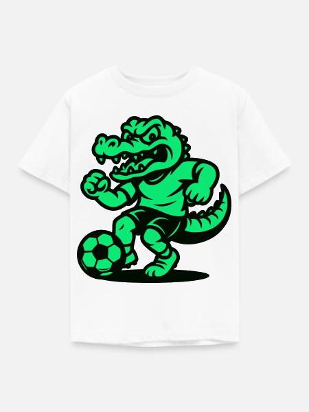 Fußball Kroko - Kinder T-Shirt - Weiß