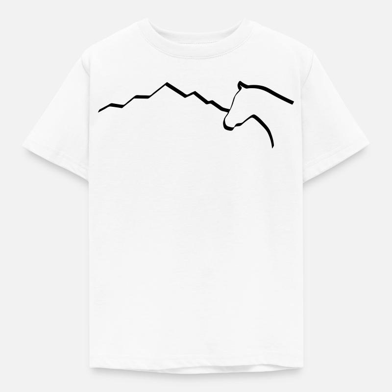 Pferd mit Berge - Kinder T-Shirt - Weiß