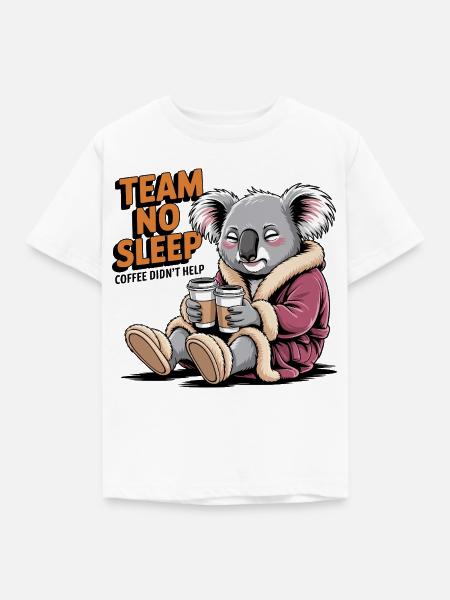 Team No Sleep Koala - Kinder T-Shirt - Weiß