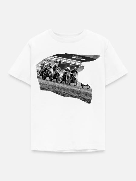 Motocross Helm schwarz-weißes Design - 1 - Kinder T-Shirt - Weiß