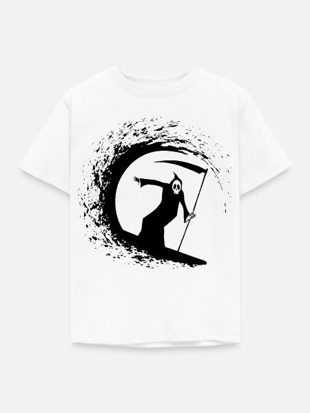 Tod und Surfen - Kinder T-Shirt - Weiß