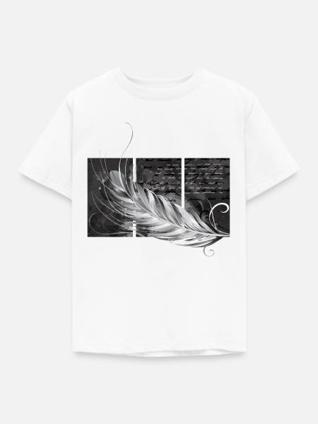 Feder-Triptychon - Kinder T-Shirt - Weiß