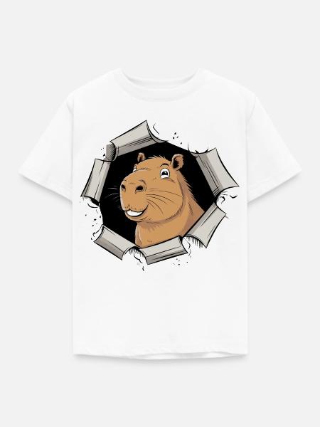 Capybara Comic – friedlicher Durchbruch - Kinder T-Shirt - Weiß