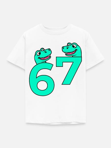 Nummer sieben sechs 67 Tiere - Kinder T-Shirt - Weiß