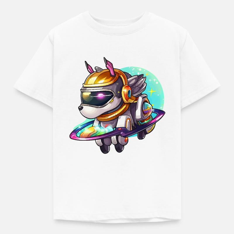 Chien de l’espace sur un hoverboard - T-shirt Enfant - blanc