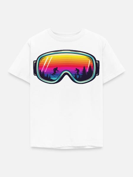 Ski Goggles Sunset Forest - Kinder T-Shirt - Weiß