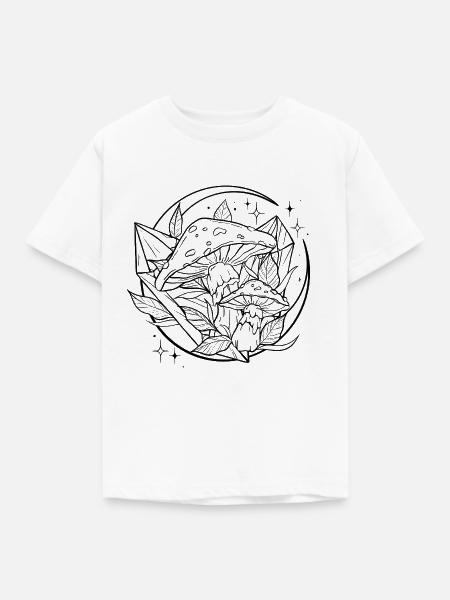 Witchy Fliegenpilz mit magischem Kristall - Kinder T-Shirt - Weiß