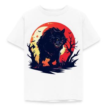 evil moon wolf werewolf in gloomy moonlight - Kids' T-Shirt - white - Front - AI Model Kid Male (0cm)