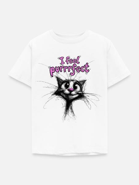 Niedliche Kitten - I feel purrrfect - Kinder T-Shirt - Weiß