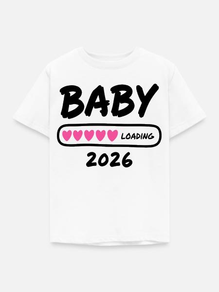 Baby Loading 2026 Schwangerschaft Eltern - Kinder T-Shirt - Weiß