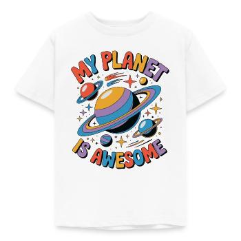 My Planet Is Awesome - Kinder T-Shirt - Weiß - Vorne - AI Model Kid Male (0cm)