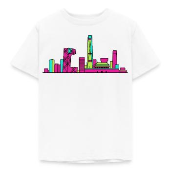 Beijing City Skyline CCTV-Turm Modern Line Art - Kinder T-Shirt - Weiß - Vorne - AI Model Kid Male (0cm)