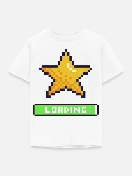 Pixel Star wird geladen - Kinder T-Shirt - Weiß