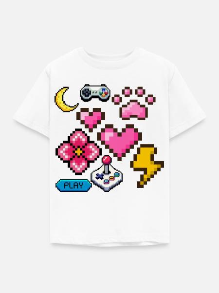 Pixel Game - Kinder T-Shirt - Weiß