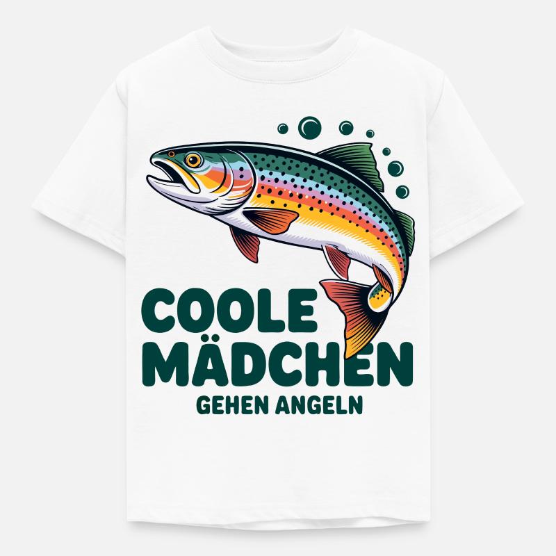 Coole Mädchen Angeln - Kinder T-Shirt - Weiß
