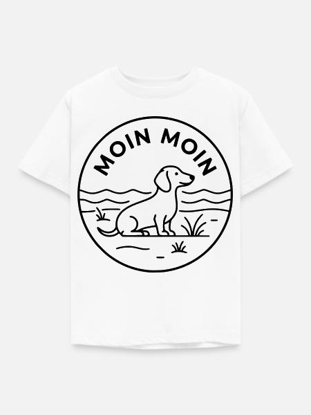Moin Dackel Meer Badge - Kinder T-Shirt - Weiß