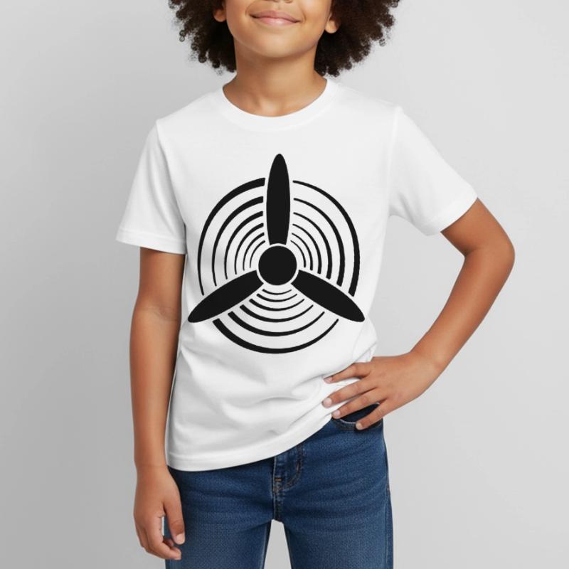 Solid Color Graphic Propeller Kids' T-Shirt