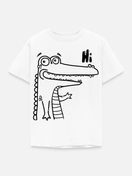 Happy Hi-Croco - Kinder T-Shirt - Weiß